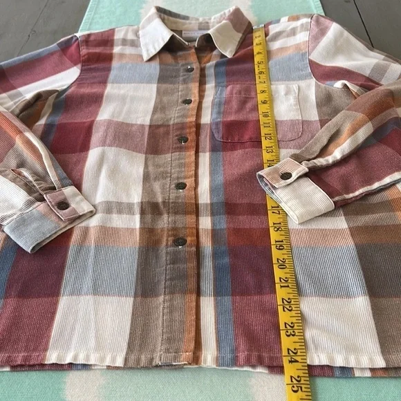 Vintage Alfred Dunner Plaid Button Down Shirt Roll Tab Lightweight Shacket - Picture 10 of 11